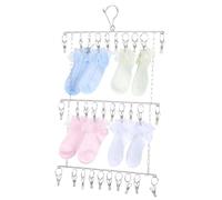 MUELODSIC Foldable Stainless Steel Clothes Dryer Rack with Anti-slip Clips Laundry Hanger for Socks Towels Clothes Space-saving Closet Organizer