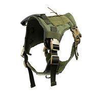 MUELODSIC German Shepherd Harness Green Oxford Cloth Service Dog Training Large m Size Pet Harness for Working Dogs