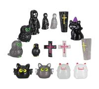 MUELODSIC Halloween Figurines Resin Tombstone Statue and Ghosts DIY Craft Accessories for Garden Dollhouse Decor Compact Sturdy Resin Halloween Village Decorations with Detailed Design