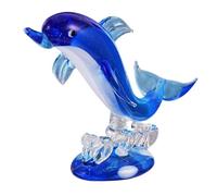 MUELODSIC Hand Blown Glass Dolphin Sculpture Decorative Animal Ornament for Desktop and Home Handmade Figurine with Smooth Texture Unique Gift for Family and Friends