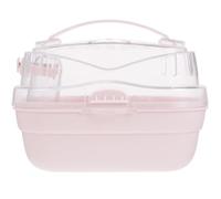 MUELODSIC Handheld Hamster Box and Portable Travel Cage Plastic Pet Carrier with Breathable Mesh Pink for Outdoor Small Pet Transport and Rodents