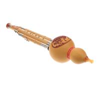 MUELODSIC Handmade Chinese Hulusi Bamboo Gourd Flute C Key Traditional Ethnic Wind Instrument with Alloy Reed Imitation Horn for Beginner Music Lovers
