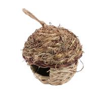 MUELODSIC Handmade Hand-woven Creative Bird Nest Decorative Bird House for Garden and Porch Rustic Natural Style Outdoor Shelter with Hanging Rope Khaki
