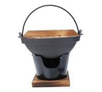 MUELODSIC Japanese Cast Iron Sukiyaki Hot Pot Non-stick High Temperature Stockpot with Triangle Stove for Camping Outdoor Cooking and Picnic Use