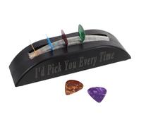 MUELODSIC Japanese Design Guitar Pick Holder Case with Secure Spring Clamp Vintage Black Vinyl Look Compatible with Acoustic Electric Bass Guitars for Guitarists and Musicians Accessories