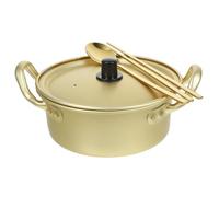 MUELODSIC Korean Ramen Pot Double Handle Aluminum Instant Noodle Cooking Pot with Spoon for Soup Pasta Home Restaurant Use