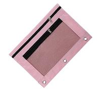 MUELODSIC Large Capacity Detachable Binder Zipper Pouch with Compartments and Transparent Mesh Window Lightweight File Storage Bag for Office School Business Trips Pink Double Pocket Pencil