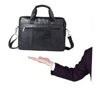 MUELODSIC Large Capacity Men's Briefcase Shoulder Bag for Leather Handbag with Multiple Pockets Stylish Black Business Trip Messenger Bag for Work and Travel