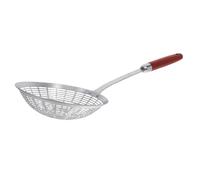 MUELODSIC Large Stainless Steel Strainer Spoon with Solid Wood Handle Slotted Ladle for Draining and Serving Fried Foods Noodles Pasta Versatile Kitchen Cooking Tool