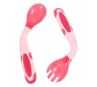 MUELODSIC Left-Handed Flatware Bendable Spoon and Fork for Self-Feeding Training Safe and Comfortable Grip Practical Pink Cutlery
