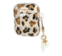 MUELODSIC Leopard Print Wireless Earphone Sleeve Protective Holder with Anti-lost Carabiner Compatible for Airpods Anti-skid Sweat-resistant Headphone Storage Case