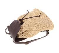 MUELODSIC Lightweight Rattan Grass Drawstring Backpack with Adjustable Straps and Inner Pocket Casual Shoulder Bag for Fashionable Woven Tote for School Outdoor and Beach Use