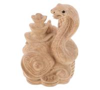 MUELODSIC Lunar Year Wooden Snake Figurine Hand Carved Chinese Zodiac Statue Lucky Feng Shui Decoration for Home Office Prosperity and Wisdom Charm
