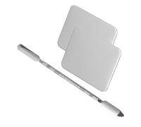 MUELODSIC Makeup Mixing Palette Set 3pcs Silver Mixing and Two Small Square Nail Art Palettes for Professional Makeup Artists and Outdoor Diy Painting