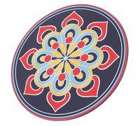 MUELODSIC Meditation Sound Bowl Mat Large Mandala Design Rounded Cushion for Buddhist Rituals Slip Embroidered Pad with Flower Print for Sound Bowls