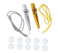 MUELODSIC Metal Kazoo Set with 10 Flute Membranes, Gold and Silver Kazoo Musical Instruments with Neck Ropes for Beginners and Educational Music Toy in Uk