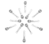 MUELODSIC Mini Microphone Charms 20pcs Antique Silver .5x7mm Music-themed Pendants for DIY Jewelry Necklace Bracelet Keychain Craft