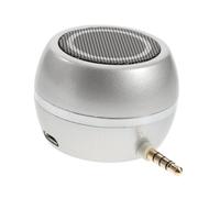 MUELODSIC Mini Wired Speaker with Aux Input and USB Rechargeable Battery Portable Plug External Soundbar for Desktop and Mobile Devices Silver Compact Audio Accessory with Electroplated