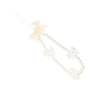 MUELODSIC Pearl Bow Phone Chain with Elegant Pendant Design Versatile Phone Hanging Decor for Wrist Strap Key Holder Durable and Lightweight for Office School Travel Use