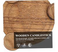 MUELODSIC Pentagram Wood Candlestick Altar Divination Candle Holder for Spiritual Ceremonies Premium Wooden Material Elegant Indoor Outdoor Decor Mysterious Atmosphere Enhancer