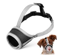 MUELODSIC Pet Muzzle Chewers Teeth Pet Dog Muzzle Breathable Mouth Stop Large Bark Dog for Grooming Corgi Soft Cover Polyester Silver