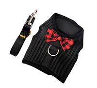 MUELODSIC Pet Vest Harness for Small Animals Breathable Mesh Vest Type Pulling Rope Black Size m (chest 30-34cm) Suitable for Rabbits Guinea Pigs and Squirrels