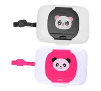 MUELODSIC Portable Baby Wipes Dispenser Holder Compact Wet Tissue Box for Travel, Lightweight Plastic Container with Panda Design, 2pcs Set in Black and Red, Suitable for Outdoor and Stroller Use