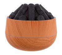 MUELODSIC Portable Desk Fire Humidifier with Simulation Wood Grain and Charcoal Flame Design Silent Mini Air Diffuser and Essential Oil Aroma for Bedroom and Office Use Bedside Night Light