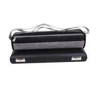 MUELODSIC Portable Flute Carrying Bag Set Padded Flute Storage Holder with Strap Breathable Material Protective Wind Instrument Pouch Gray