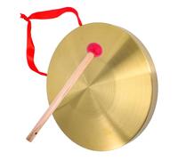 MUELODSIC Portable Handheld Gong Musical Party Props with Mallet and Lanyard, Resonant Sound Copper and Wood Gong Instrument for Basketball Games and Company Opening Events Random Style