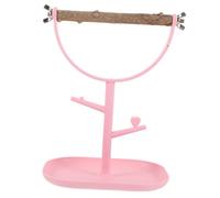 MUELODSIC Portable Indoor Bird Training Stand with Wood and Plastic Rough Surface Chewing Perch for Parakeets and Parrots Easy Assembly Tabletop Rack for Safe Play and Exercise