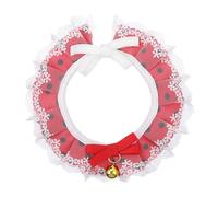 MUELODSIC Red Lace Cat Bow Collar with Bell Breathable Scarf for Elegant Pet Appearance Comfortable Neckwear for Christmas Party and Photoshoot Accessory
