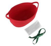 MUELODSIC Red Woven Rope Storage Basket with Cotton Cloth Material, Easy Assembly and Gentle Touch for Skin, for Birthday and Home Use, Includes Wrap Bag and Ribbon for Shower Presentation