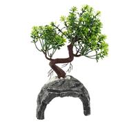 MUELODSIC Reptile Hide Cave Resin Shelter Small Turtle Lizard Hiding Place Decorative Tree and White Stones for Terrarium and Reptile Tank