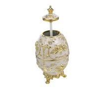 MUELODSIC Retro Embossed Toothpick Holder Press Top Dispenser for Kitchen Countertop Dustproof Sealed Design with Single-handed Operation Classic Baroque Style Dining Table Accessory