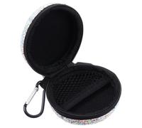 MUELODSIC Rhinestone Studded Storage Case Shockproof Earphone Organizer Box with Mesh for Travel Portable Data Cable and Key Protection