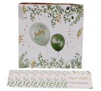 MUELODSIC Shower Raffle Box with Greenery Diaper Raffle Tickets for Shower Decorations and Birthday Party Supplies Unique Keepsake Wish Card Game for Guests to Leave Heartfelt Messages