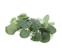 MUELODSIC Small Eucalyptus Candle Ring Wreath with Artificial Leaves Faux Pillar Candle Holder Decor for Wall Window Wedding Party Reusable Tear Resistant Foliage Accent
