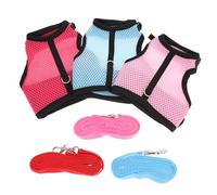 MUELODSIC Small Pet Harness and Leash Set with Padded Vest for Rabbits Guinea Pigs Ferrets Lightweight Comfortable Walking Outfit for Hamsters Rats Iguanas Includes Rose Red Light Blue Pink