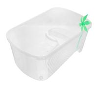 MUELODSIC Small White Plastic Turtle Tank with Basking Platform, Household Reptile Habitat and Turtle Breeding Box for Pet Tortoise Raising and Feeding