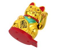 MUELODSIC Solar Powered Maneki Neko Waving Fortune Cat Figurine with Rotating Base for Office Home Garden Decor Japanese Lucky Chinese Cat Ornament for Wealth and Prosperity