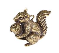 MUELODSIC Solid Brass Squirrel Keychain Pendant, Vintage Squirrel-Shaped Copper Incense Burner Holder for Home Decor and Tea Ceremony Accessories
