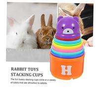 MUELODSIC Stackable Rabbit Food Hiding Cups with Cleaning Brush Kit Rainbow Colored Bunny for Treat Balls Indoor Outdoor Boredom Relief and Positive Interaction Space Saving Storage