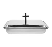 MUELODSIC Stainless Steel Communion Cup Tray with Lid Church Holder for Grape Juice Wine Portable Sanctuary Serving Plate for Religious Ceremonies