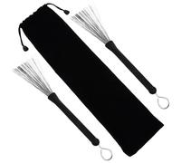 MUELODSIC Stainless Steel Drum Wire Brush 1 Pair with Black Velvet Bag for Jazz Drum Kit Percussion, Sturdy Drumstick Brush Set for Drummers and Musical Instrument Accessories