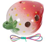 MUELODSIC Strawberry Shaped Ceramic Ocarina for Beginners Portable Wind Instrument with Beautiful Sound for Practice and Performance Includes Simplified Notation and Cord