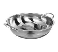 MUELODSIC Thickened Stainless Steel Hot Pot with Divider Double Handle for Two-Flavour Cooking Anti-Scald Non-Slip Kitchen Stock Pot Compatible with Induction Gas and Cooktop Rust-Resistant