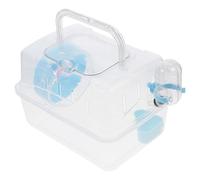 MUELODSIC Transparent Acrylic Animal Carrier Cage for Hamsters and Guinea Pigs Portable Outdoor Pet Cage with Feeding and Watering Accessories Plastic Travel Carrying Case for Mice and