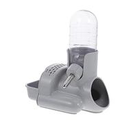 MUELODSIC Transparent Standing Hamster Water Bottle with Non-slip Base and Ball Valve Multi-use Water Feeder and Hide Place for Guinea Pigs and Pets Grey Plastic Safe Design