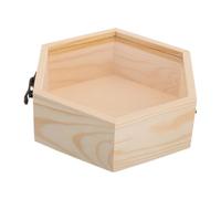 MUELODSIC Unfinished Pine Wood Display Box with Glass Lid Hexagonal Keepsake Storage for Jewelry Dried Flowers DIY Crafts Vintage Wedding and Retro Home Decoration Organizer